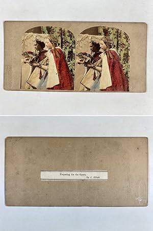 Jeune femme habillée pour l'Opéra, Vintage albumen print, ca.1860, Stéréo