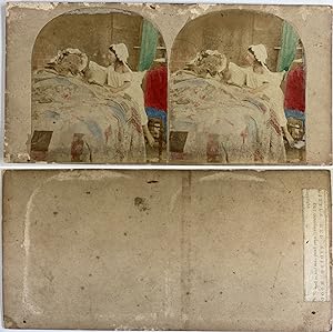 Série, Le Petit Chaperon Rouge découvrant le loup, Vintage albumen print, ca.1880, stéréo