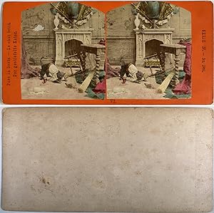 Le chat botté et le rat, Vintage albumen print, ca.1860, stéréo