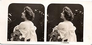 Portrait femme de dos, Vintage print, ca.1900, Stéréo