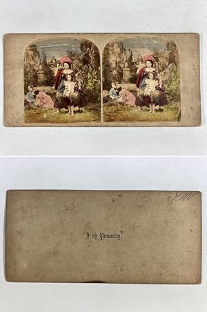 Paysans Irlandais en costume, Vintage albumen print, ca.1860, Stéréo