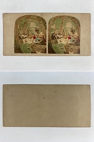 Un pique-nique, Vintage albumen print, ca.1860, Stéréo