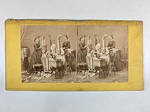 Chapelières, Vintage albumen print, ca.1870, stéréo