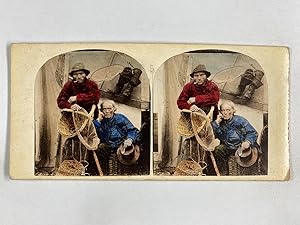 Pêcheurs, Vintage albumen print, ca.1860, stéréo