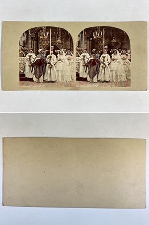 Mariage, Procession, Vintage albumen print, ca.1860, Stéréo