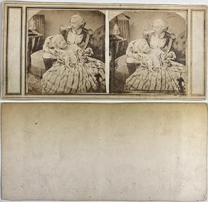 Jeune couple, Vintage albumen print, ca.1880, stéréo
