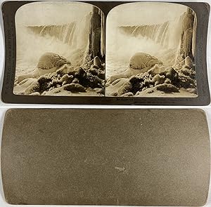 USA, Chutes du Niagara, Vue des Horseshoe Falls en hiver, Vintage silver print, 1902, stéréo