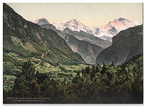 Schweiz, Berner Oberland, Eiger, Mönch und Jungfrau von der Heimwehfluh aus