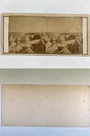 Vue des toits, panorama, à identifier, Vintage albumen print, ca.1870, Stéréo