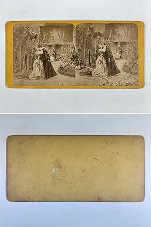 Amoureux observés, Vintage albumen print, ca.1870, Stéréo