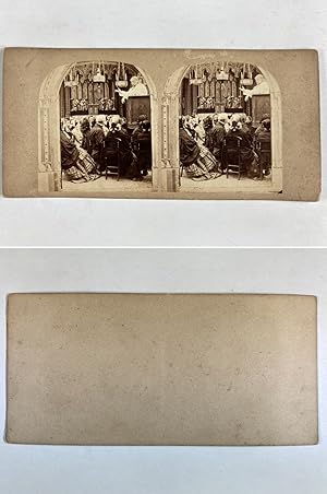 Prêtre donnant un serment, Vintage albumen print, ca.1860, Stéréo