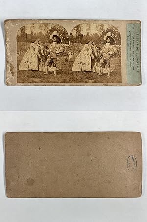 Scène, Fables de La Fontaine: le Geai paré de plumes de paon, Vintage albumen print, ca.1860, Stéréo