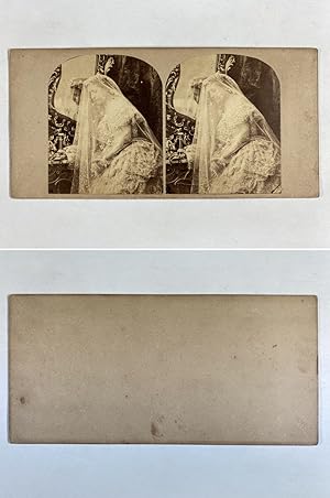 Une mariée et son voile, Vintage albumen print, ca.1860, Stéréo