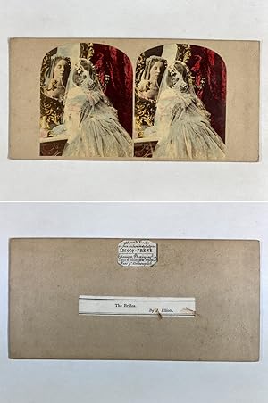 Une mariée et son reflet, Vintage albumen print, ca.1860, Stéréo