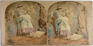 Amoureux, Vintage albumen print, ca.1858, Stéréo