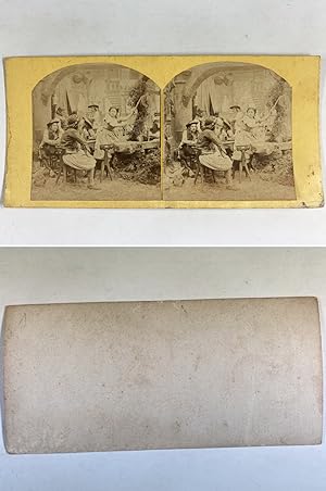 Musicies Gitans, Vintage albumen print, ca.1860, Stéréo