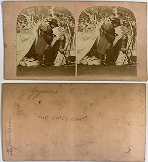 Scène, Camp de Gitan, Vintage albumen print, ca.1870, Stéréo