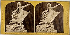 Statue "The Sleep of Sorrow and the Dream of Joy" de Raffaello Monti, Vintage print, ca.1860, Stéréo