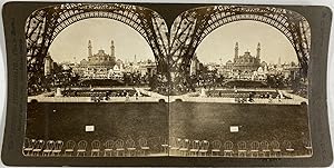 Paris, le Palais du Trocadéro depuis la Tour Eiffel, Vintage print, ca.1900, Stéréo