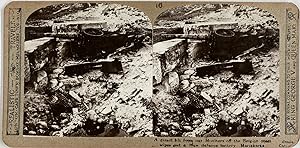 Guerre 1914/18, Mariakerke (Belgique), Batterie après un bombardement, Vintage print, ca.1915, St...
