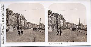 Belgique, Liège, Quai de la Batte, Vintage print, ca.1920, Stéréo