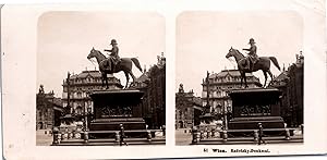 Autriche, Vienne (Wien), Monument à Radetzky, Vintage print, ca.1900, Stéréo