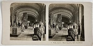 Paris, Musée du Louvre, Salle égyptienne, Vintage silver print, ca.1900, Stéréo