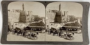 Palestine, Jerusalem, Tour de David et murs de la ville, Vintage print, ca.1880, Stéréo