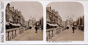 Belgique, Malines (Mechelen), Place des Bailles-de-Fer, Vintage print, ca.1910, Stéréo