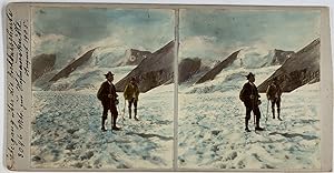 Autriche, Alpes Autrichiennes, Randonnée dans la Bochbarscharte , Vintage print, circa 1900, Stéréo