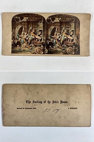 Le saccage d'une maison juive, Vintage albumen print, ca.1860, Stéréo