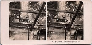 Guerre 1914/18, Pologne, Poste d'observatoire dans une grange, Vintage print, ca.1916, Stéréo