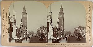 Singley, England, London, stereo, Clock Tower of the Houses of Parliament, 1902