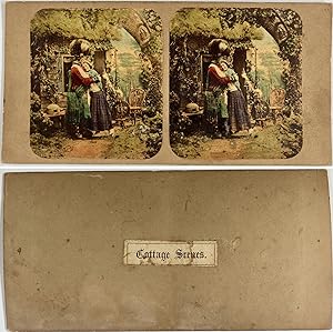 Couple écossais en costume traditionnel, Vintage albumen print, ca.1860, Stéréo