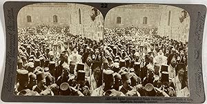 Jerusalem, Procession de Pâcques Greques, Vintage print, ca.1880, Stéréo