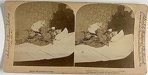 Scène, homme se faisant braquer, Vintage albumen print, ca.1880, Stéréo
