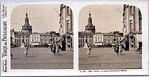 Belgique, Namur, la Place d'Armes et le Beffroi, Vintage print, ca.1920, Stéréo