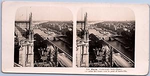 Paris, Notre Dame, vue depuis une des tours, Vintage print, ca.1900, Stéréo