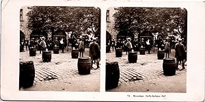 Allemagne, Munich, Hofbräuhaus, extérieur, Vintage print, ca.1890, Stéréo