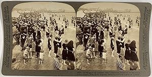 Underwood, USA, Coney Island, stereo, Saturday afternoon on the beach, 1907