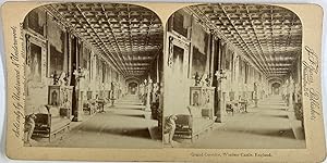 Underwood, England, Windsor Castle, Grand Corridor, stereo, ca.1890