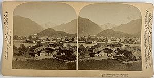 Suisse, Interlaken, Lieu de villégiature, Vintage print, circa 1890, Stéréo