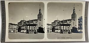 Espagne, Segovia (Ségovie), San Miguel, Vintage silver print, ca.1900, Stéréo