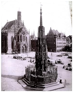 Deutschland, Nürnberg, Schöner Brunnen mit Frauenkirche