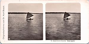 Îles Carolines, bateau à voile, Vintage print, ca.1900, Stéréo
