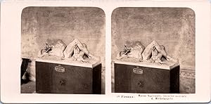 Italie, Florence, Sculpture d'Adonis Mourant par Michelangelo, Vintage print, ca.1900, Stéréo