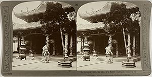 China, Ningpo, stereo, A dragon guards the Fu-Kien Temple, ca.1900