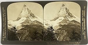 Suisse, le Matterhorn, Vintage print, ca.1900, Stéréo