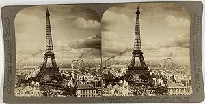 France, Paris, Tour Eiffel, Vintage print, ca.1900, Stéréo