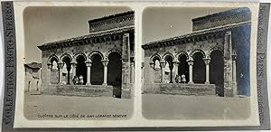 Espagne, Segovia (Ségovie), Cloître du côté de San Lorenzo, Vintage silver print, ca.1900, Stéréo